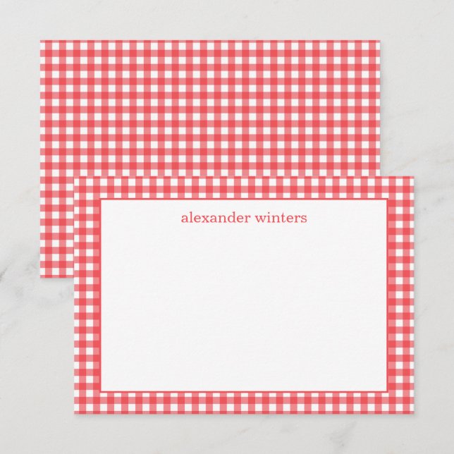 Gingham Personalised Note Cards (Front/Back)