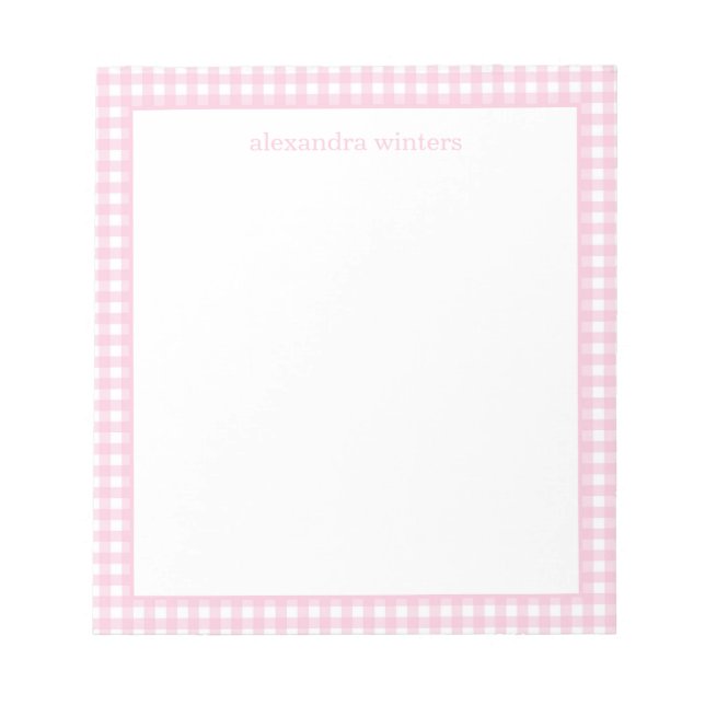 Gingham Personalised Notepad (Front)