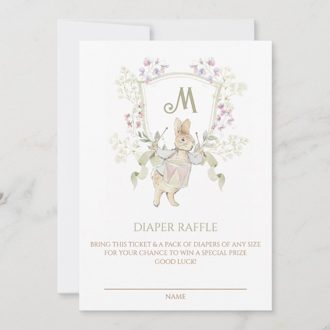 Gingham Peter the Rabbit Baby Shower Diaper Raffle Invitation (Front)