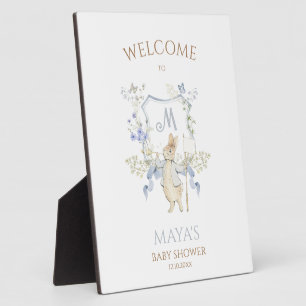 Gingham Peter the Rabbit Baby Shower Welcome Sign Plaque