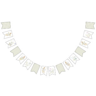 Gingham Peter the Rabbit Blue Monogram Baby Shower Bunting