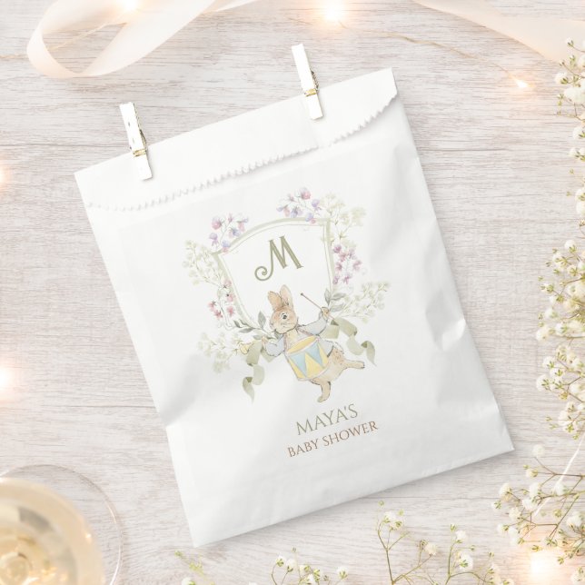 Gingham Peter the Rabbit Monogram Baby Shower Favour Bags (Clipped)