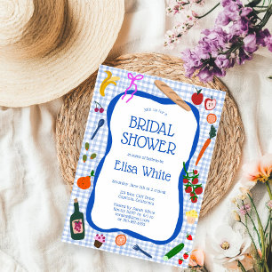 Gingham Picnic Modern Cute CUSTOM Bridal Shower Invitation