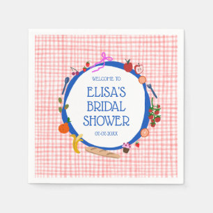 Gingham Picnic Modern Cute CUSTOM Bridal Shower Napkin