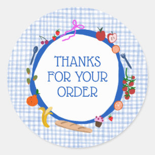 Gingham Picnic Modern Cute CUSTOM ORDER THANK YOU Classic Round Sticker