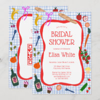 Gingham Picnic Modern Cute CUSTOM QR Bridal Shower
