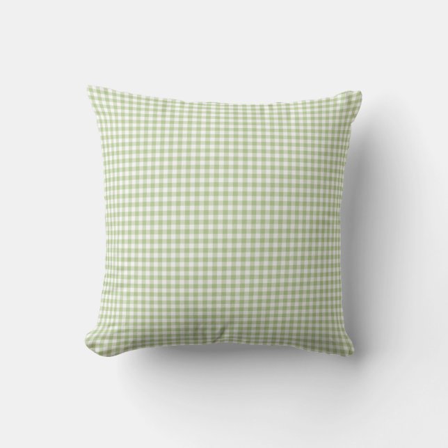 Gingham Pillow in Margarita Green (Front)
