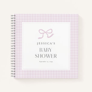 Gingham Pink Bow Baby Girl Baby Shower Guest Book