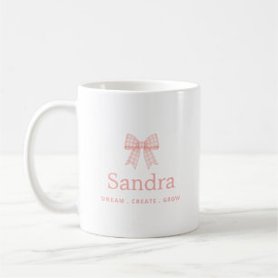 Gingham Pink Bow Name Positive Quote Coffee Mug