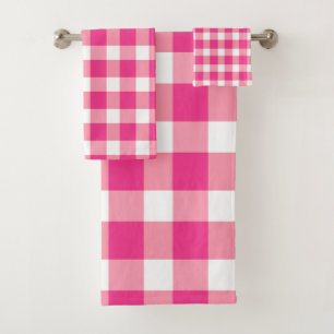 Gingham Pink Design Bath Towel Set