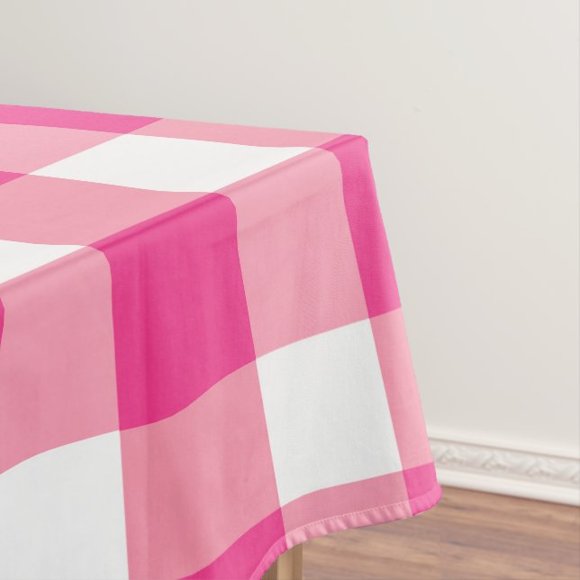 Gingham Pink Design Tablecloth (In Situ)