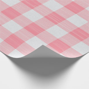 Gingham Pink Plaid Girly Baby Girl Shower Cute Wrapping Paper