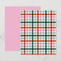 Gingham Pink Red and Green Pattern Scrapbook Paper