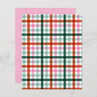 Gingham Pink Red and Green Pattern Scrapbook Paper