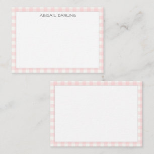 Gingham Pink Simple Modern Thin Border Card