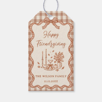 Gingham Plaid Friendsgiving Dinner Gift Tags
