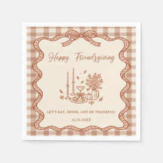 Gingham Plaid Friendsgiving Dinner Napkin