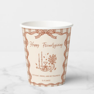 Gingham Plaid Friendsgiving Dinner Paper Cups