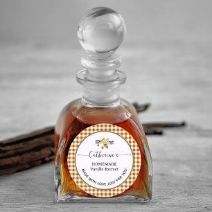Gingham plaid Homemade vanilla extract label