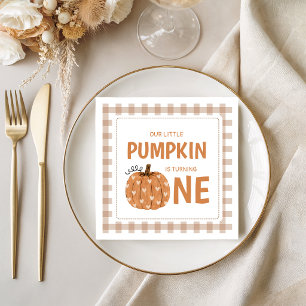 Gingham Plaid Little Pumpkin Paper Napkins