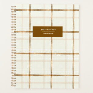 Gingham plaid neutral brown ivory pastel colour planner
