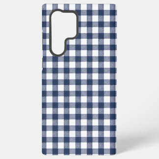 Gingham Plaid Pattern - Navy Blue Samsung Galaxy Case