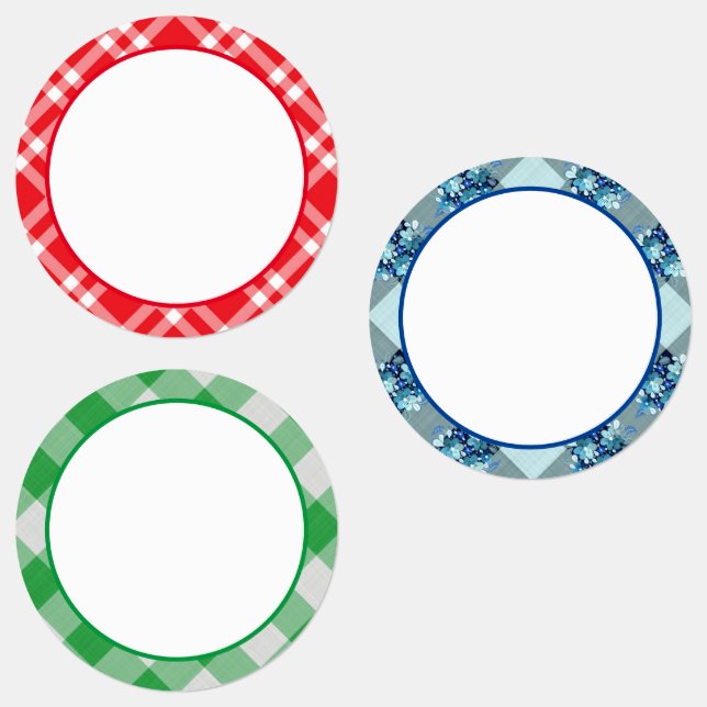 Gingham/Plaid Pattern Waterproof Country Labels (Group)