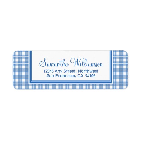 Gingham Plaid Return Address Labels (blue)