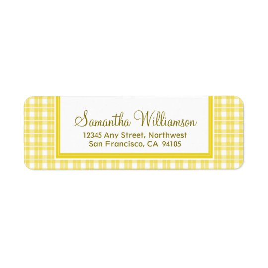Gingham Plaid Return Address Labels (yellow)