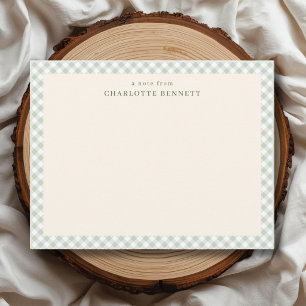 Gingham Plaid Sage Green Personalised Card
