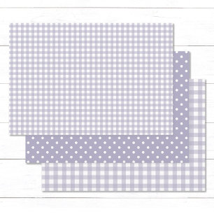Gingham Polka Dots Pastel Lavender Mix and Match Wrapping Paper Sheet