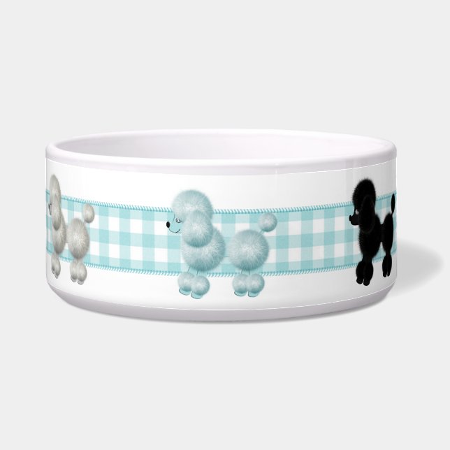 Gingham Poodle Dog Bowl (Front)