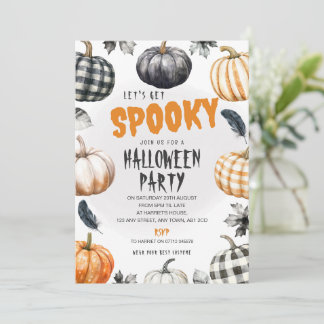 Gingham Pumpkins Halloween Party Invite