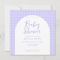 Gingham Purple Chequered Plaid Baby Shower
