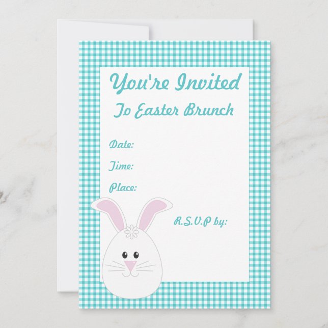 Gingham Rabbit Invitation (Front)