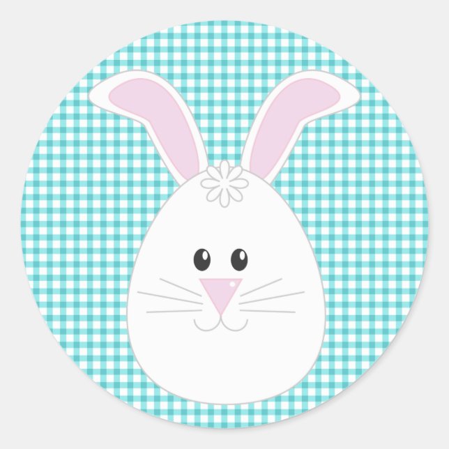 Gingham Rabbit Sticker (Front)