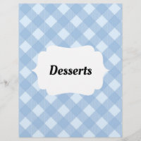 Gingham Recipe Binder Tab Inserts Divider