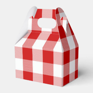 Gingham Red And White Checks Plaid Party Wedding Favour Box
