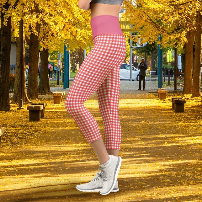 Gingham Red Capri Leggings (Gingham Red Capri Leggings)