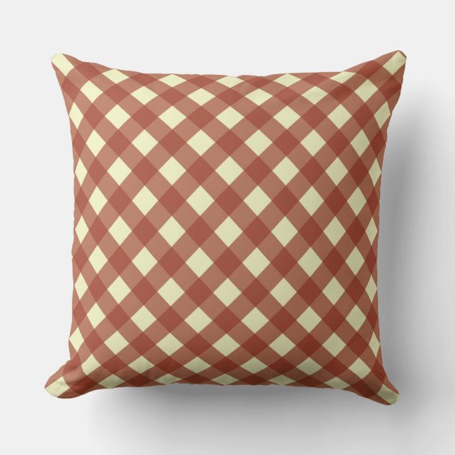 GINGHAM - RED & CREAM CUSHION (Front)