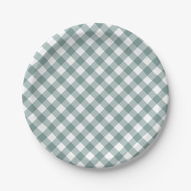 Gingham – Rustic Autumn Fall Baby Shower | Paper Plate (Front)