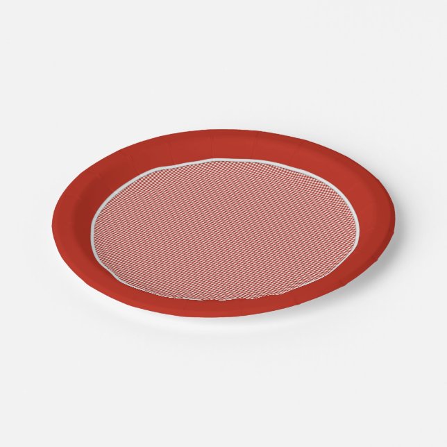 Gingham-Rustic Orange-Paper Plates (Angled)