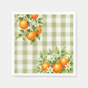 Gingham Sage Green Little Cutie Baby Shower Napkin