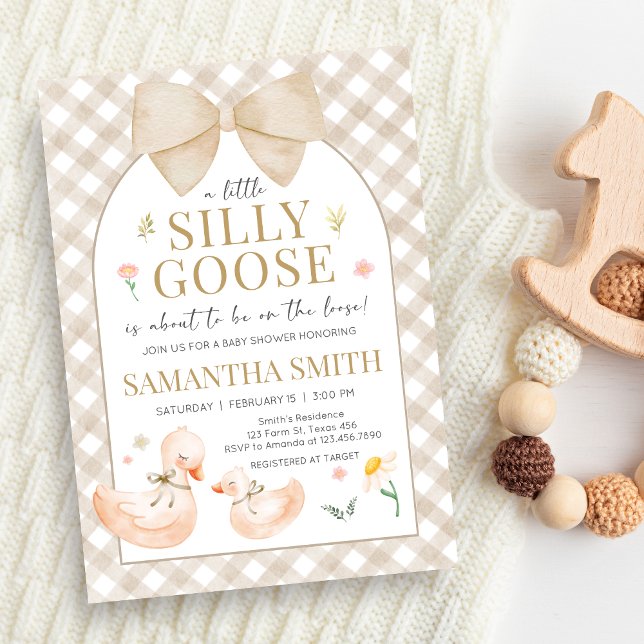 Gingham Silly Goose Baby Shower Invitation (Silly Goose Baby Shower Invitation)