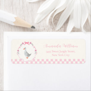 Gingham Silly Goose Baby Shower Return Address