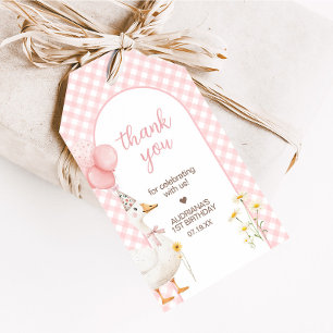 Gingham Silly Goose Birthday Party Favour Tags