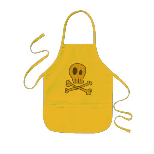 Gingham Skull & Bones - Yellow Kids Apron