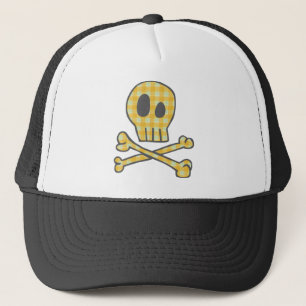 Gingham Skull & Bones - Yellow Trucker Hat