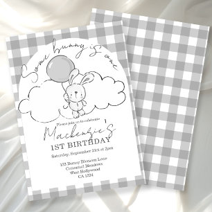 Gingham Some Bunny Is One Birthday Personalized Invitation