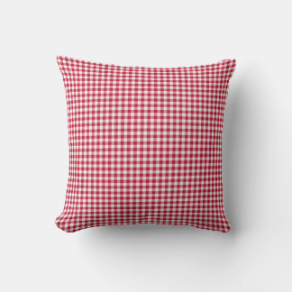 Gingham Square Throw Pillow-Red and White Cushion